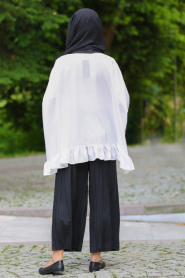 Neva Style - Piliseli Siyah Tesettür Etek Pantolon 90630S - Thumbnail