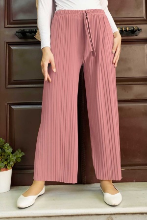 Neva Style - Piliseli Pudra Sandy Tesettür Pantolon 7853PD - 1