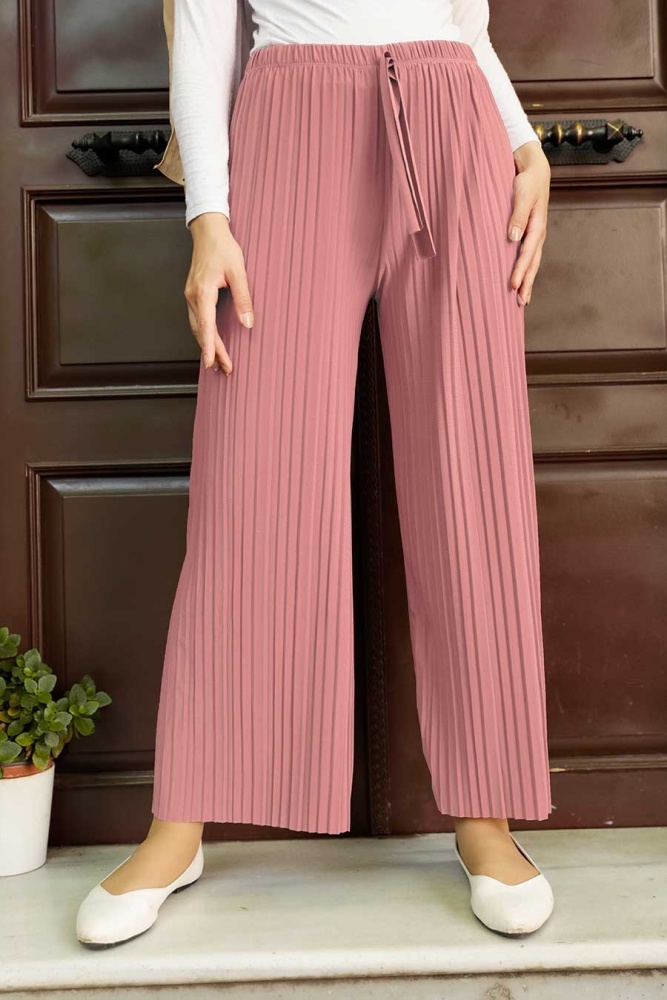 Neva Style - Piliseli Pudra Sandy Tesettür Pantolon 7853PD - 1