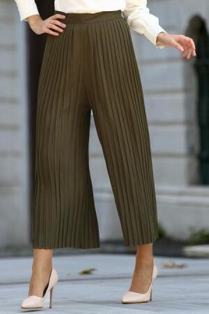 Neva Style - Piliseli Yeşil Tesettür Etek Pantolon 90630Y - 1