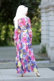 Neva Style - Pink Hijab Dress 7032P - Thumbnail