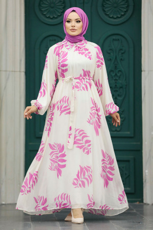 Pink Hijab Maxi Dress 20042P - 1