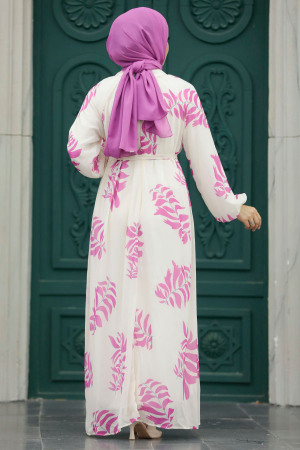 Pink Hijab Maxi Dress 20042P - 3