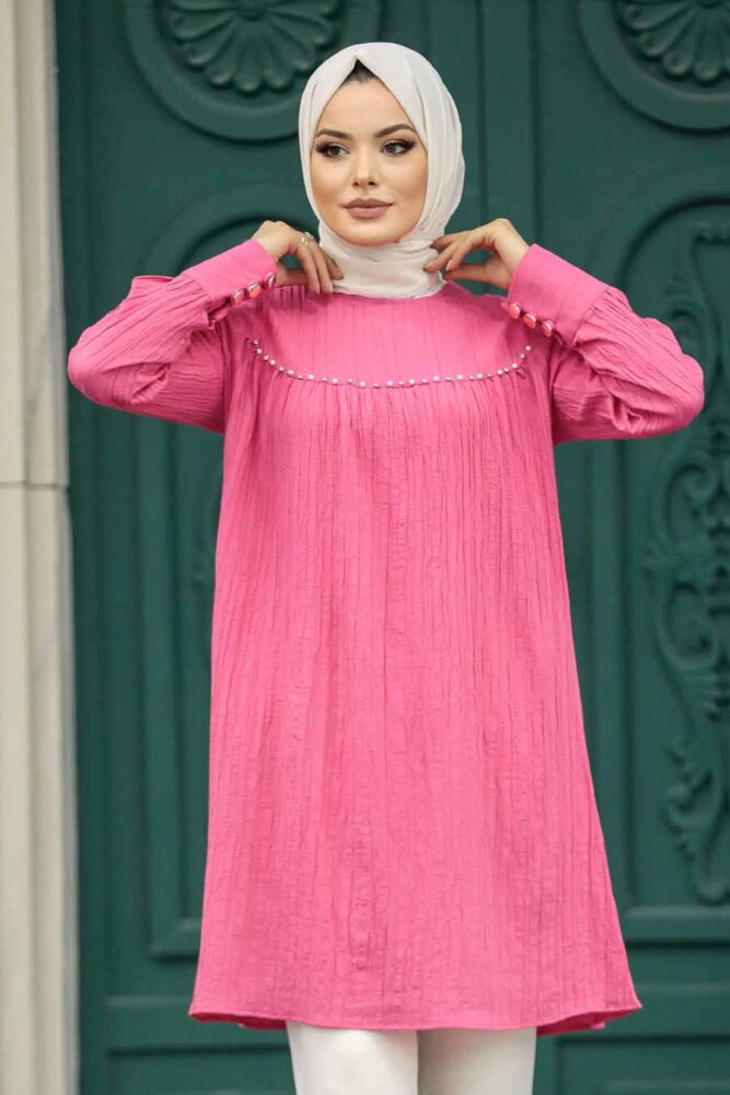 Pink Islamic Clothing Tunic 614P - 1