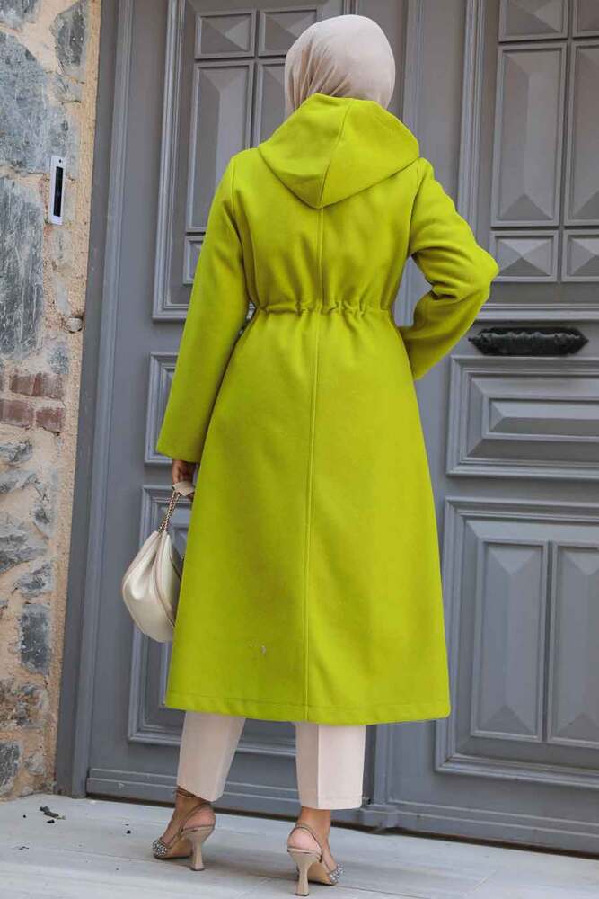 Neva Style - Pistachio Green Long Sleeve Coat 5947FY - 3