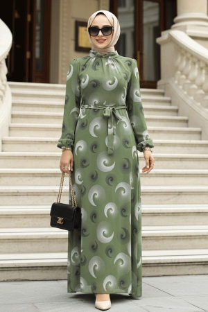 Pistachio Green Modest Dress 27945FY - 1