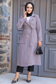 Neva Style - Plum Color High Quality Coat 5956MU - Thumbnail