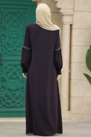 Neva Style - Plum Color High Quality Turkish Abaya 41562MU - Thumbnail