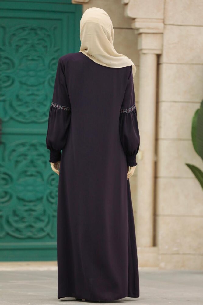 Neva Style - Plum Color High Quality Turkish Abaya 41562MU - 5