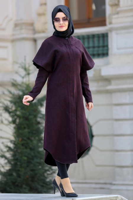 Neva Style - Plum Color Hijab Coat 21730MU