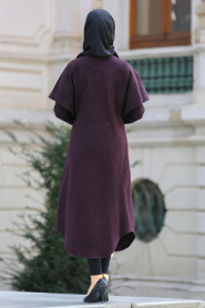 Neva Style - Plum Color Hijab Coat 21730MU - Thumbnail