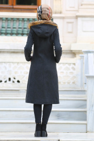 Neva Style - Plum Color Hijab Coat 90240FU - Thumbnail
