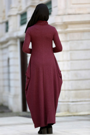 Neva Style - Plum Color Hijab Dress 3116MU - Thumbnail