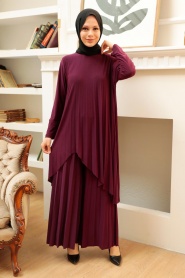 Neva Style - Plum Color Hijab For Women Dual Suit 41612MU - Thumbnail