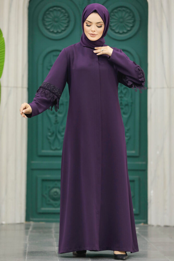 Neva Style - Plum Color Hijab For Women Turkish Abaya 10021MU - 2