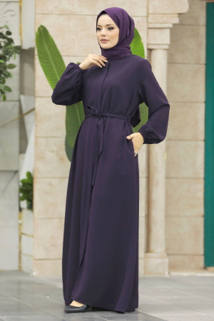 Neva Style - Plum Color Hijab For Women Turkish Abaya 62534MU - Thumbnail