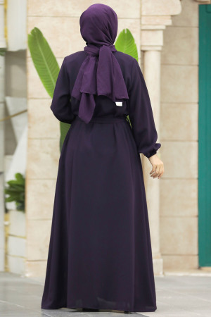 Neva Style - Plum Color Hijab For Women Turkish Abaya 62534MU - Thumbnail