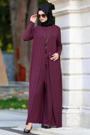 Neva Style - Plum Color Hijab Jumpsuit 50650MU - 1