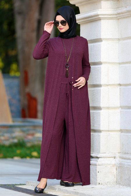 Neva Style - Plum Color Hijab Jumpsuit 50650MU