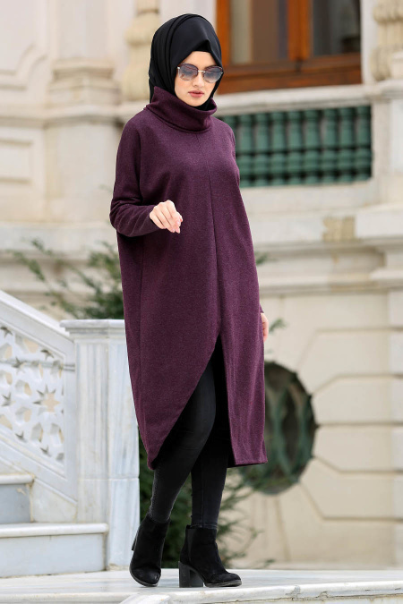 Neva Style - Plum Color Hijab Tunic 1634MU