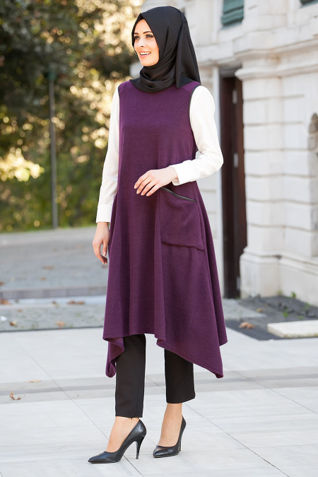 Neva Style - Plum Color Hijab Tunic 6223MU