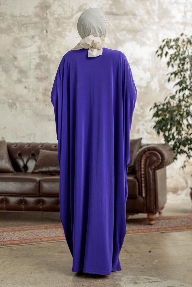Plum Color Islamic Clothing Turkish Abaya 17410MOR - 3
