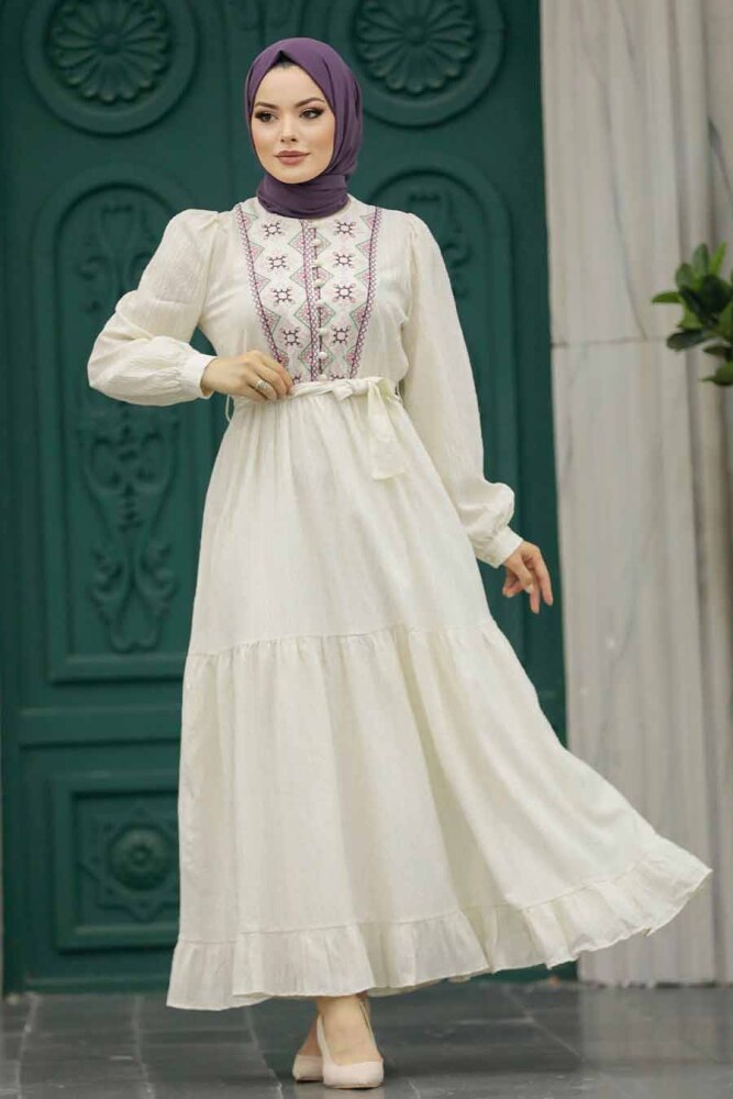 Plum Color Long Dress For Muslim Ladies 13081MU - 1
