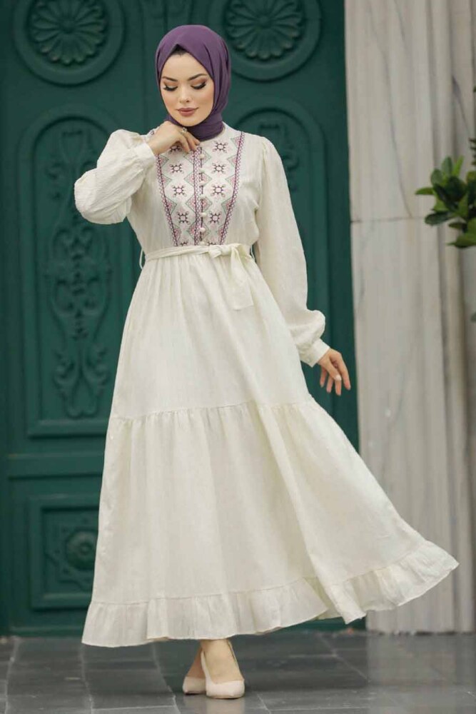 Plum Color Long Dress For Muslim Ladies 13081MU - 4