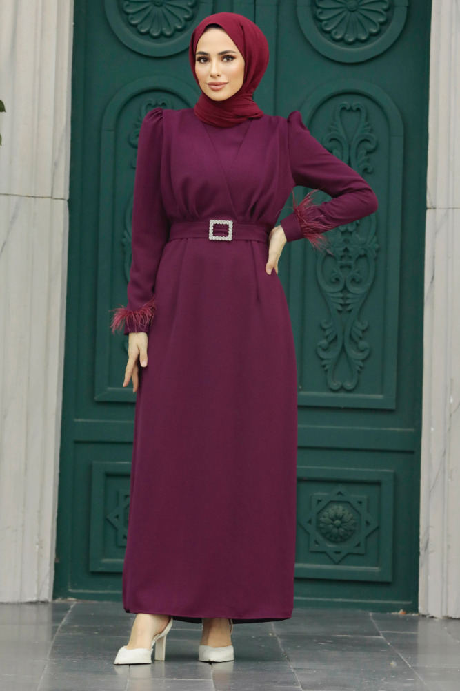 Plum Color Muslim Bridesmaid Dress 8791MU - 2