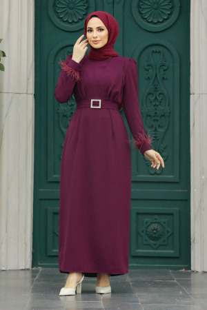 Plum Color Muslim Bridesmaid Dress 8791MU - 1