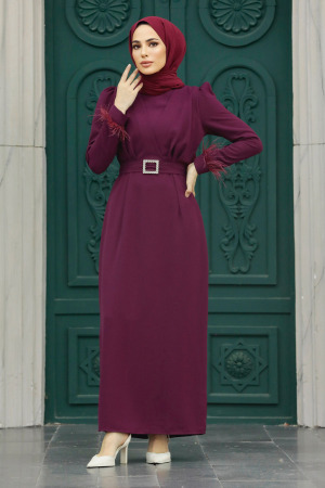 Plum Color Muslim Bridesmaid Dress 8791MU - 3