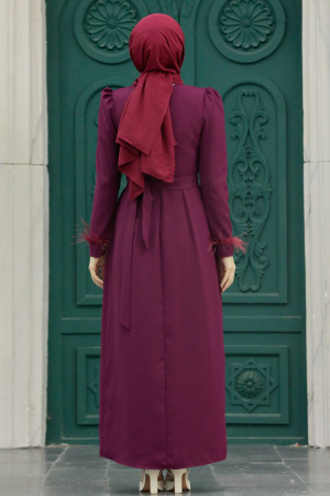 Plum Color Muslim Bridesmaid Dress 8791MU - 4