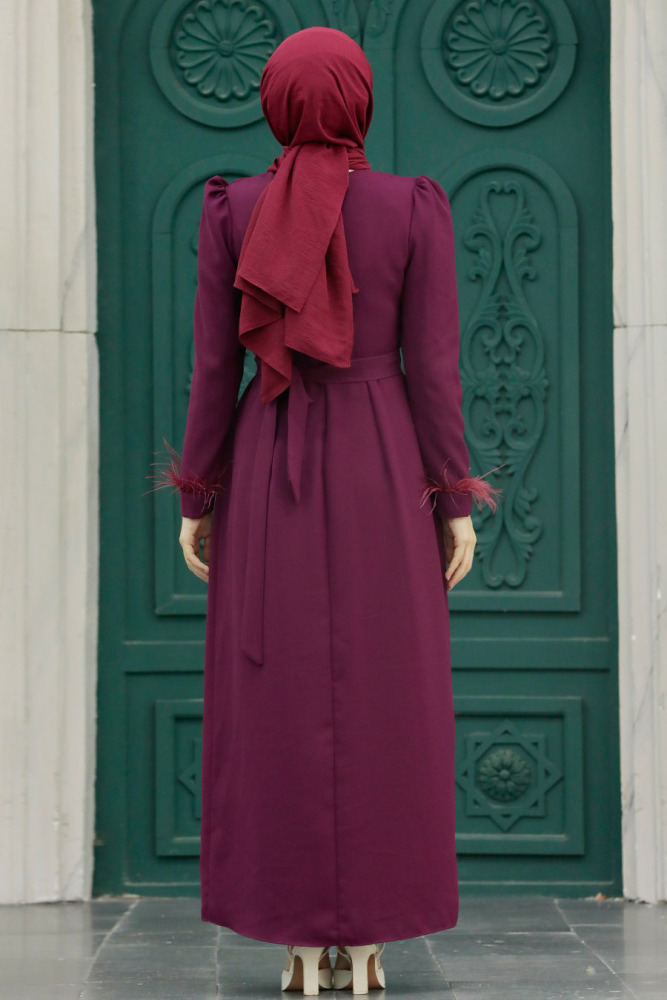 Plum Color Muslim Bridesmaid Dress 8791MU - 4