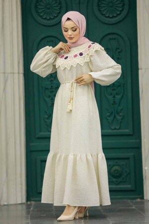 Plum Color Muslim Long Dress Style 13531MU - 1