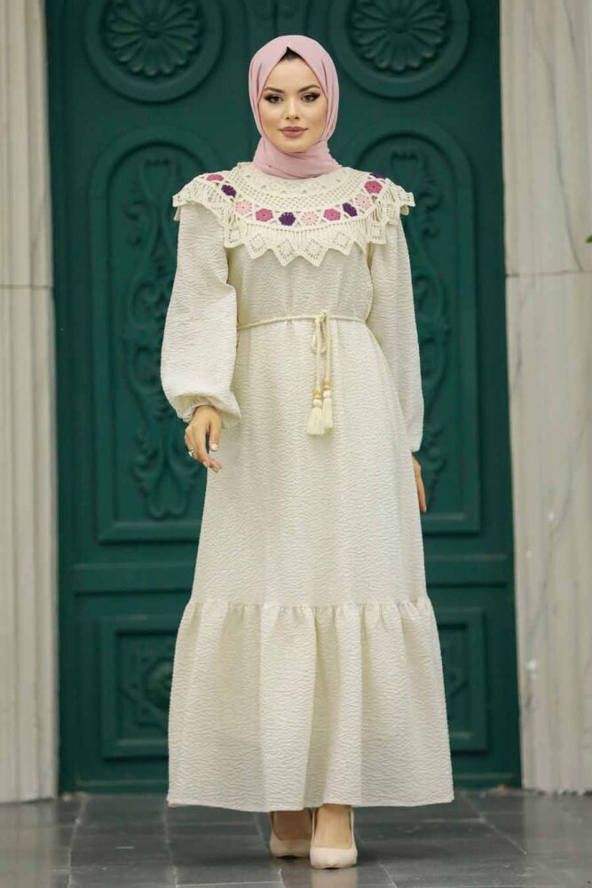 Plum Color Muslim Long Dress Style 13531MU - 2