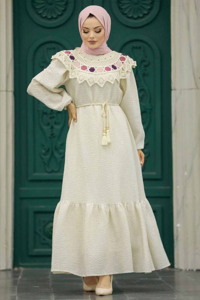 Plum Color Muslim Long Dress Style 13531MU - 3