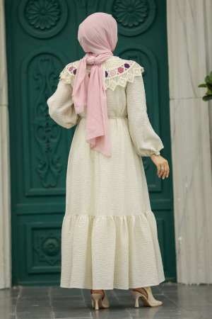Plum Color Muslim Long Dress Style 13531MU - 4