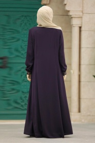 Neva Style - Plum Color Muslim Turkish Abaya 45271MU - Thumbnail