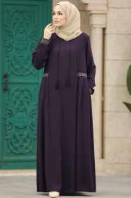 Neva Style - Plum Color Muslim Turkish Abaya 619MU - Thumbnail