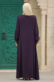 Neva Style - Plum Color Muslim Turkish Abaya 619MU - Thumbnail