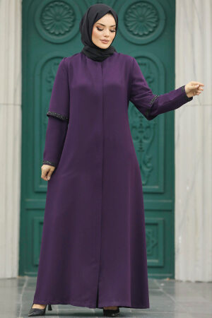 Neva Style - Plum Color Plus Size Turkish Abaya 10091MU - 1