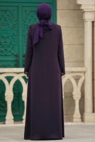 Neva Style - Plum Color Plus Size Turkish Abaya 616MU - Thumbnail
