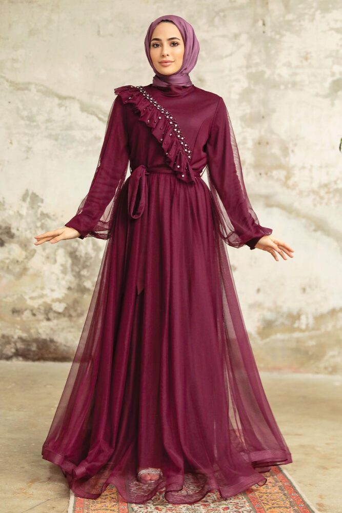 Neva Style - Plum Color Tukish Modest Bridesmaid Dress 25841MU - 1