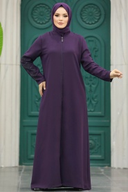 Neva Style - Plum Color Women Turkish Abaya 10081MU - Thumbnail