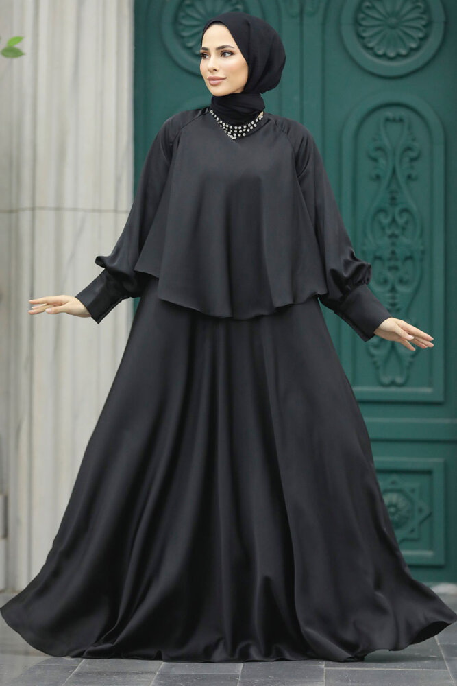 Neva Style - Plus Size Black Hijab Wedding Gown 6051S - 1