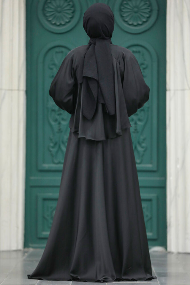 Neva Style - Plus Size Black Hijab Wedding Gown 6051S - 4