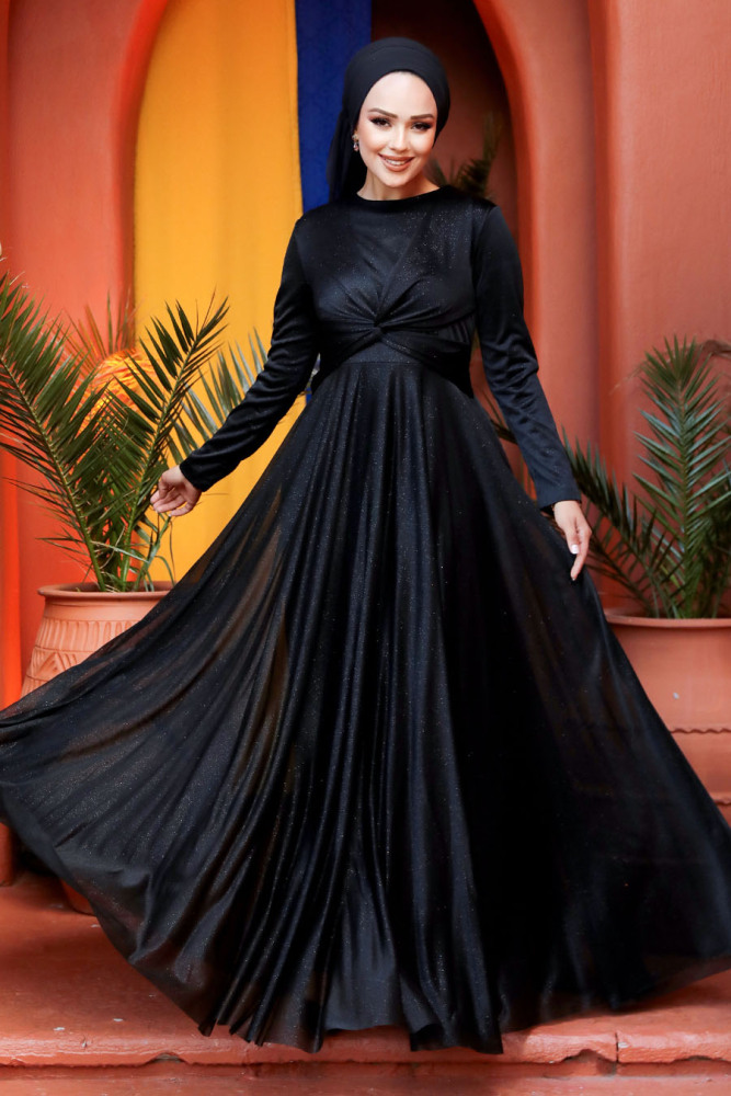 Neva Style - Plus Size Black Islamic Clothing Evening Dress 5397S - 1