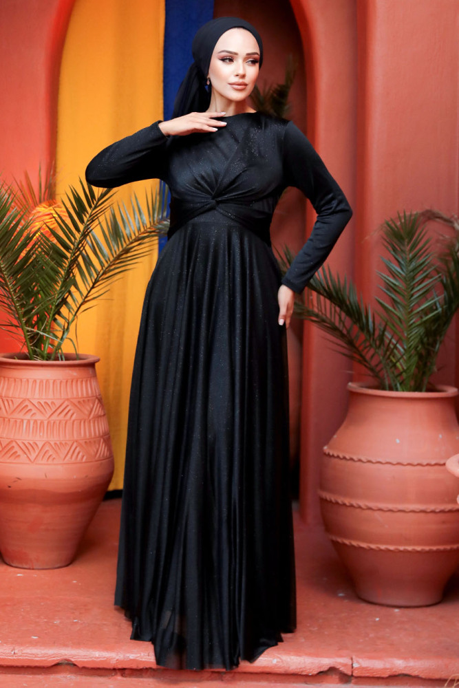 Neva Style - Plus Size Black Islamic Clothing Evening Dress 5397S - 3