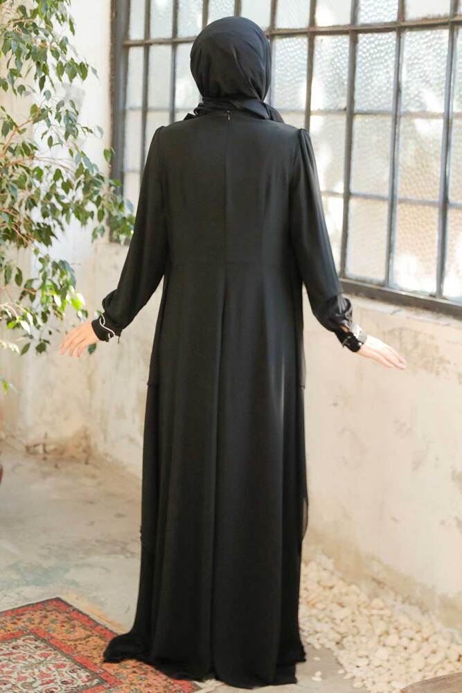 Neva Style - Plus Size Black Islamic Evening Dress 25765S - 4
