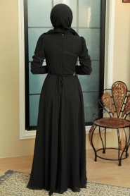 Neva Style - Plus Size Black Islamic Long Sleeve Dress 5737S - Thumbnail